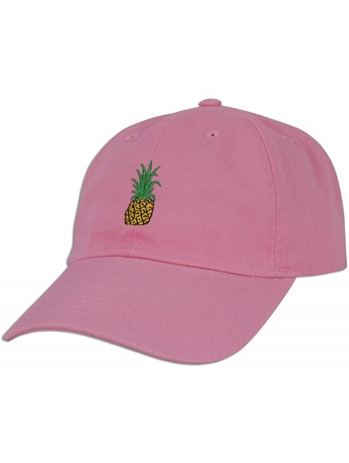 Baseball Caps Pineapple Embroidery Dad Hat Baseball Cap Polo Style Unconstructed - Lt. Pink - C317Z3IMUUU $12.69