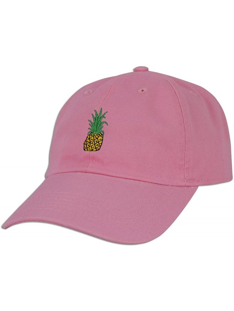 Baseball Caps Pineapple Embroidery Dad Hat Baseball Cap Polo Style Unconstructed - Lt. Pink - C317Z3IMUUU $12.69