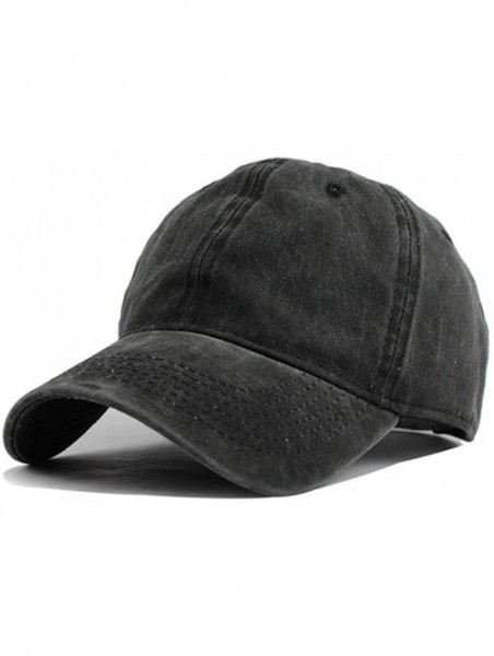 Baseball Caps Camila Cabello Hats Adjustable Vintage Washed Denim Baseball Cap Casquette - Black - C018TT82DZK $20.87