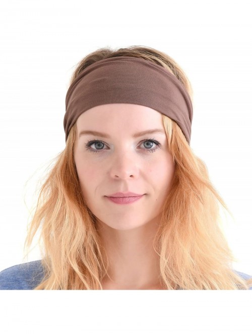 Headbands Charm Womens Headband Running Bandana - Mens Workout Elastic Head Sweat Band - Light Brown - CL11IACDGXT $18.73