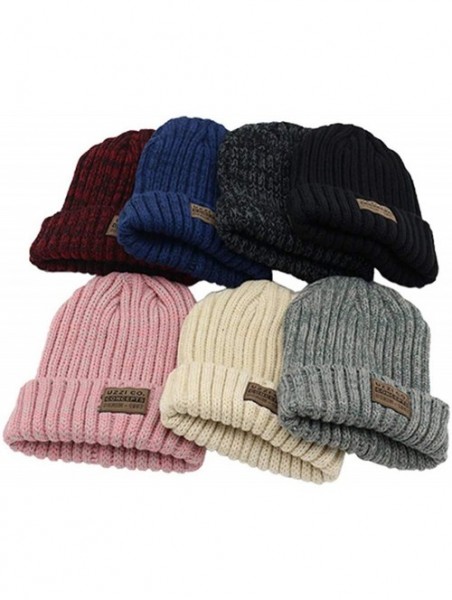 Skullies & Beanies Unique Winter Warm Beanie Hat Mens Knitting Baggy Slouchy Cable Skull Cap Thick Knit Cuff Ski Cap for Men ...