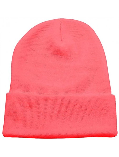 Skullies & Beanies Warm Winter Hat Knit Beanie Skull Cap Cuff Beanie Hat Winter Hats for Men - Bubble Gum Pink - CV12O3TJIOI ...