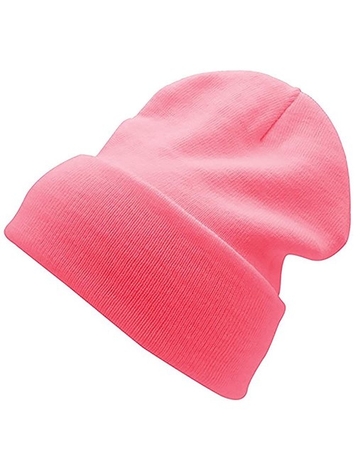 Skullies & Beanies Warm Winter Hat Knit Beanie Skull Cap Cuff Beanie Hat Winter Hats for Men - Bubble Gum Pink - CV12O3TJIOI ...