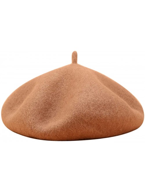 Berets Women's Retro British-Style Solid Color Beret - Khaki - CM18WXOE3IS $18.70