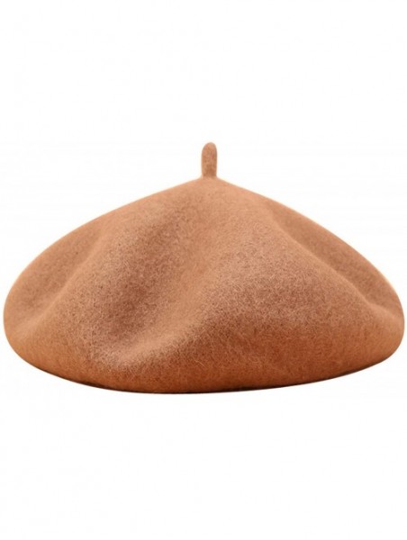 Berets Women's Retro British-Style Solid Color Beret - Khaki - CM18WXOE3IS $18.70