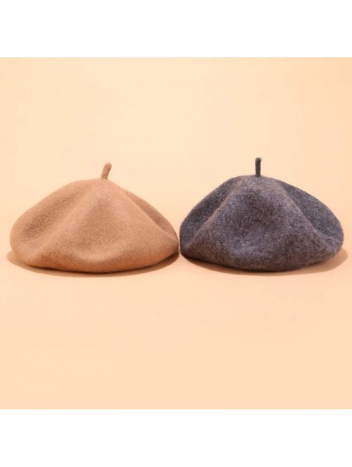 Berets Women's Retro British-Style Solid Color Beret - Khaki - CM18WXOE3IS $18.70