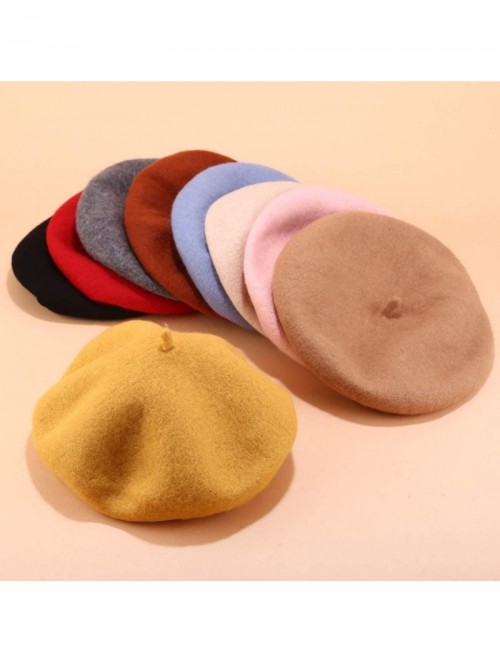 Berets Women's Retro British-Style Solid Color Beret - Khaki - CM18WXOE3IS $18.70