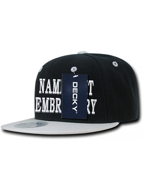 Baseball Caps Custom Embroidery Snapback Cap Personalized Name Text Flat Bill Black Tone Hat - Black / White - CZ180UNTKEI $2...
