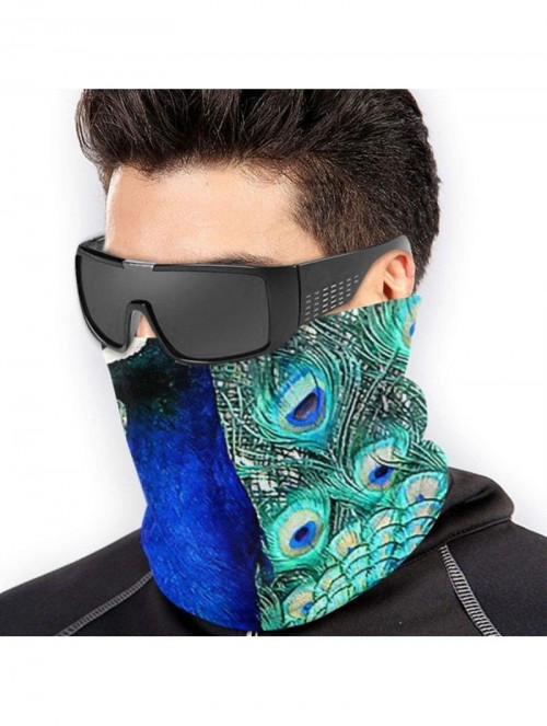 Balaclavas Neck Gaiter Headwear Face Sun Mask Magic Scarf Bandana Balaclava - Peacock Feather Blue - CJ1979MO0QY $18.42