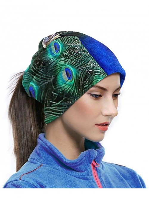 Balaclavas Neck Gaiter Headwear Face Sun Mask Magic Scarf Bandana Balaclava - Peacock Feather Blue - CJ1979MO0QY $18.42