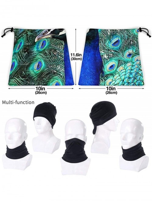 Balaclavas Neck Gaiter Headwear Face Sun Mask Magic Scarf Bandana Balaclava - Peacock Feather Blue - CJ1979MO0QY $18.42