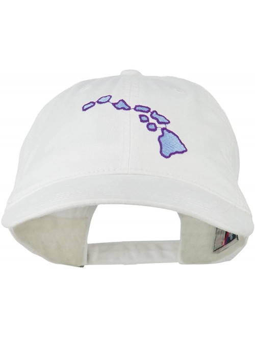 Baseball Caps Hawaii State Map Embroidered Washed Cap - White - CB11LJVGKOL $25.03