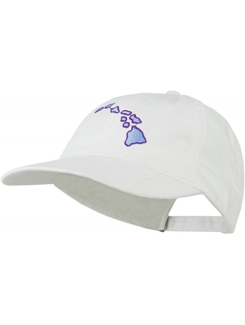 Baseball Caps Hawaii State Map Embroidered Washed Cap - White - CB11LJVGKOL $25.03