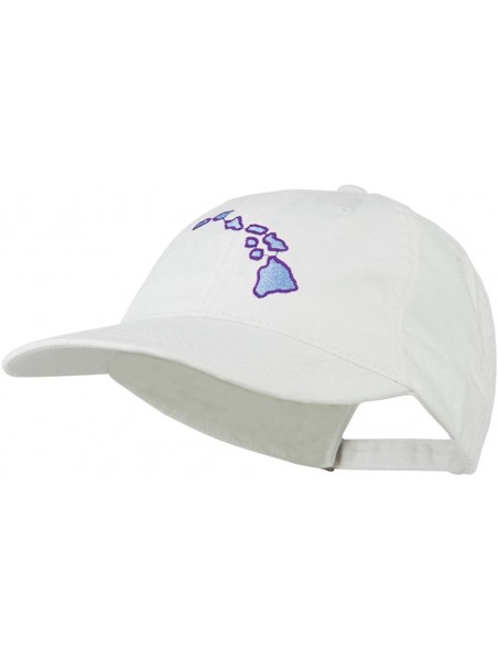 Baseball Caps Hawaii State Map Embroidered Washed Cap - White - CB11LJVGKOL $25.03