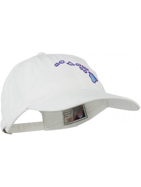 Baseball Caps Hawaii State Map Embroidered Washed Cap - White - CB11LJVGKOL $25.03