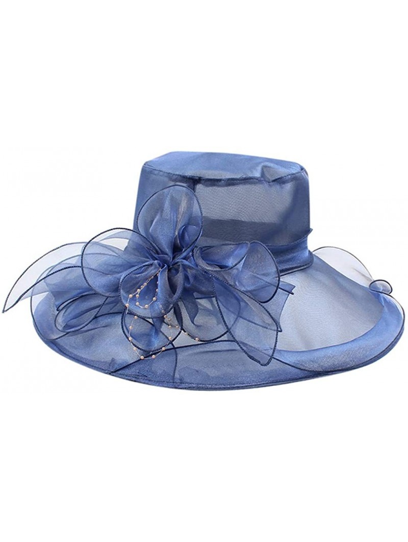 Sun Hats Holiday Beach Hat Ladies Bridal Tea Party Wedding Visor Seaside Sun Hat Summer Organza Church Fascinator Hat - CJ18T...