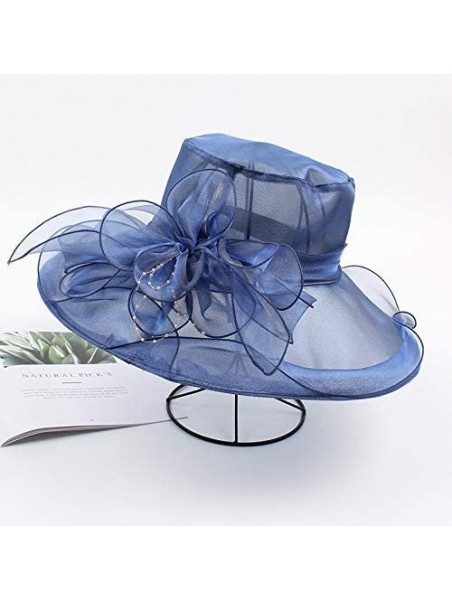 Sun Hats Holiday Beach Hat Ladies Bridal Tea Party Wedding Visor Seaside Sun Hat Summer Organza Church Fascinator Hat - CJ18T...