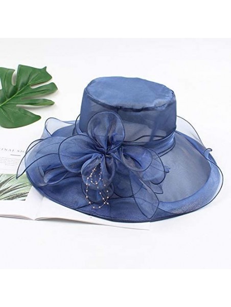 Sun Hats Holiday Beach Hat Ladies Bridal Tea Party Wedding Visor Seaside Sun Hat Summer Organza Church Fascinator Hat - CJ18T...