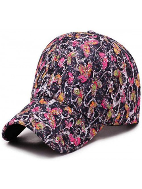 Sun Hats Women Butterflies Flower Embroidery Caps Girl Sun Hats Casual Baseball Cap - Black - C518QKGN880 $14.69