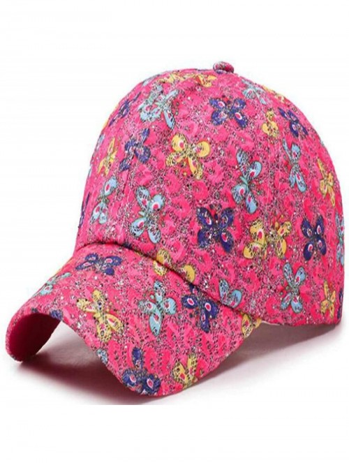 Sun Hats Women Butterflies Flower Embroidery Caps Girl Sun Hats Casual Baseball Cap - Black - C518QKGN880 $14.69