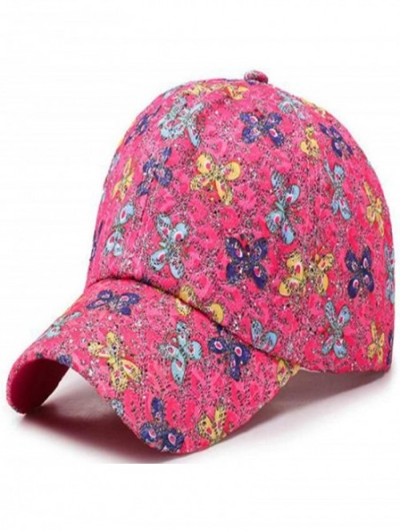 Sun Hats Women Butterflies Flower Embroidery Caps Girl Sun Hats Casual Baseball Cap - Black - C518QKGN880 $14.69