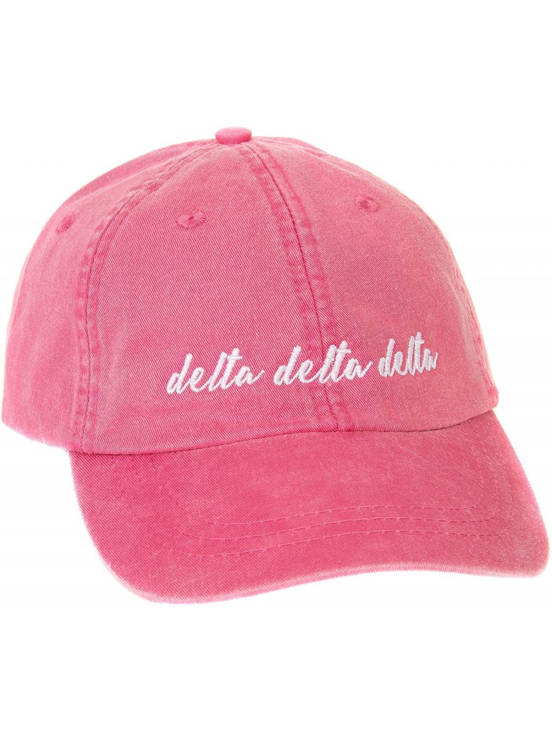 Baseball Caps Delta Delta Sorority Baseball Hat Cap Cursive Name Font tri Delta - Hot Pink - CT188U24ATM $28.10