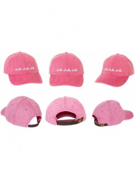 Baseball Caps Delta Delta Sorority Baseball Hat Cap Cursive Name Font tri Delta - Hot Pink - CT188U24ATM $28.10