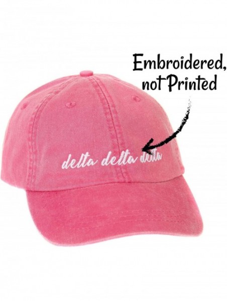 Baseball Caps Delta Delta Sorority Baseball Hat Cap Cursive Name Font tri Delta - Hot Pink - CT188U24ATM $28.10