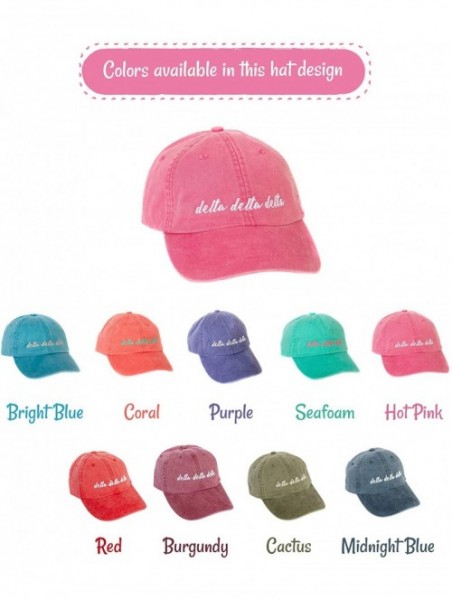 Baseball Caps Delta Delta Sorority Baseball Hat Cap Cursive Name Font tri Delta - Hot Pink - CT188U24ATM $28.10