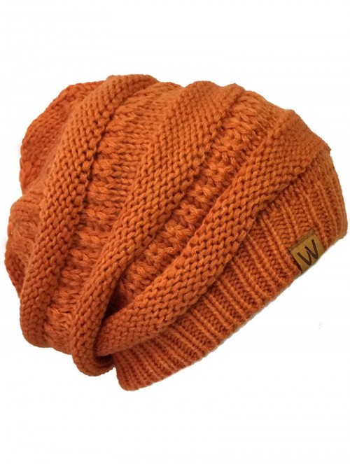 Skullies & Beanies Winter Thick Knit Slouchy Beanie (Set of 2) - Black and Red Orange - C112KOKJGZ7 $14.92