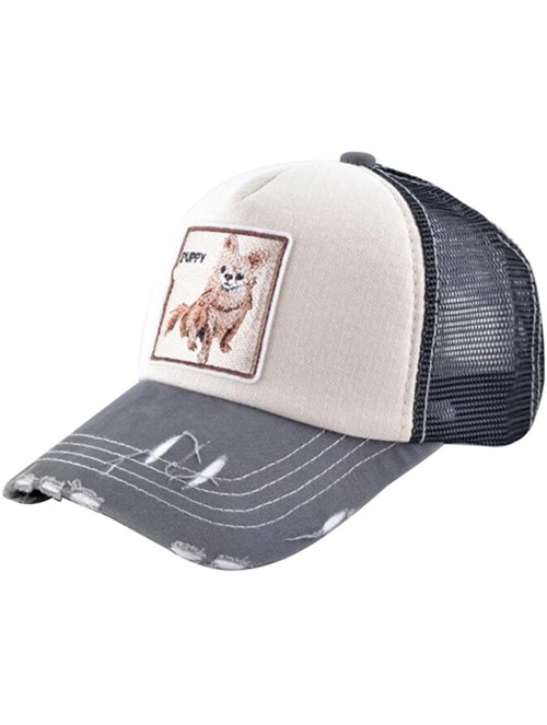 Baseball Caps Unisex Animal Mesh Trucker Hat Snapback Square Patch Baseball Caps - Beige Puppy - CI18GLNKWES $16.98