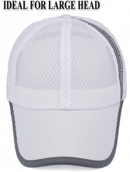 Baseball Caps Unisex Breathable Quick Dry Mesh Baseball Cap Running hat- L/XL - White-l/Xl - CT12J2BFIXN $13.14