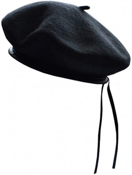 Berets Women's Adjustable Solid Color Wool Artist French Beret Hat - Black - C518G6RNH3D $13.84