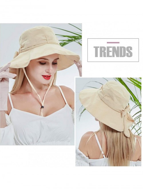 Sun Hats Beach Hats for Women Sun Hat Summer UPF 50+ UV Fishing Protection Beach Hat Foldable Wide Brim Cap - Beige - CO18R3U...