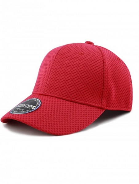 Baseball Caps Women High Bun Ponytail Hat Light Weight Stretch Fit Mesh Quick Dry Structured Cap - Red - CN18I6OURSA $11.90