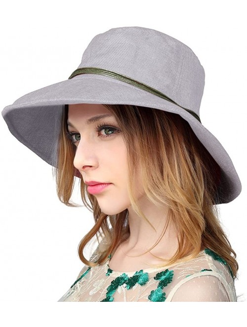 Sun Hats Women's Summer Linen Sun Hat with Wooden Bead Beach Hat - Grey - C0182QGIO52 $17.02