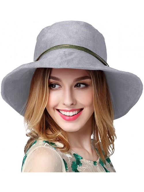 Sun Hats Women's Summer Linen Sun Hat with Wooden Bead Beach Hat - Grey - C0182QGIO52 $17.02