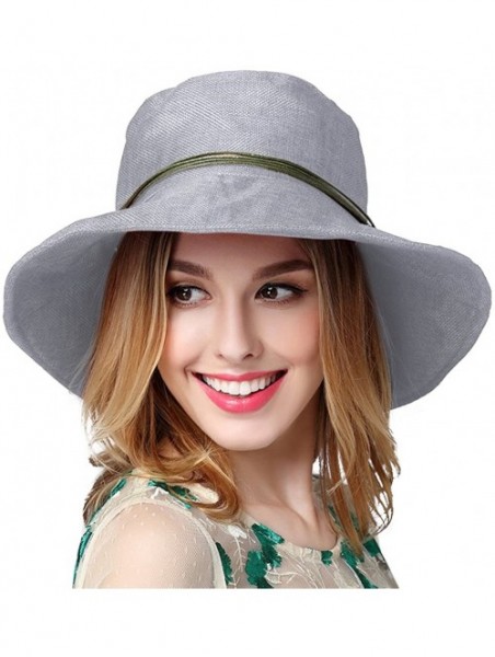 Sun Hats Women's Summer Linen Sun Hat with Wooden Bead Beach Hat - Grey - C0182QGIO52 $17.02