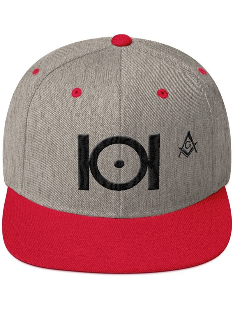 Baseball Caps Masonic Snapback Hat 3D Puff Embroidery Black Thread - Heather Grey/ Red - CO18DCOAAY3 $37.15