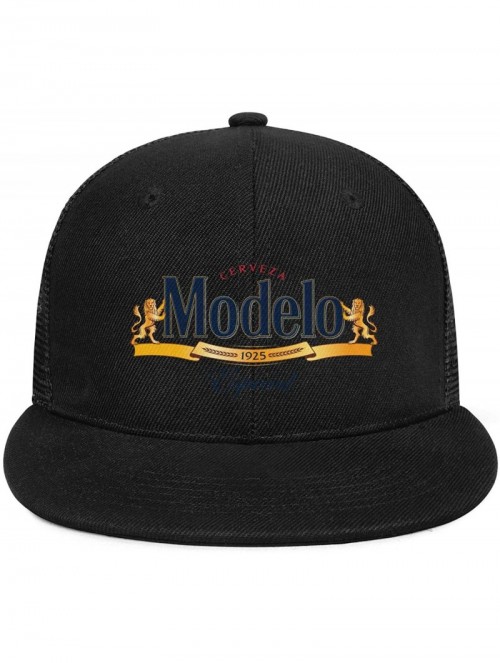 Baseball Caps Men Unisex Adjustable Modelo-Especial-White-Logo-Baseball Cap TruckDriver Flat Hat - Black-17 - CE18WCD0X99 $20.75