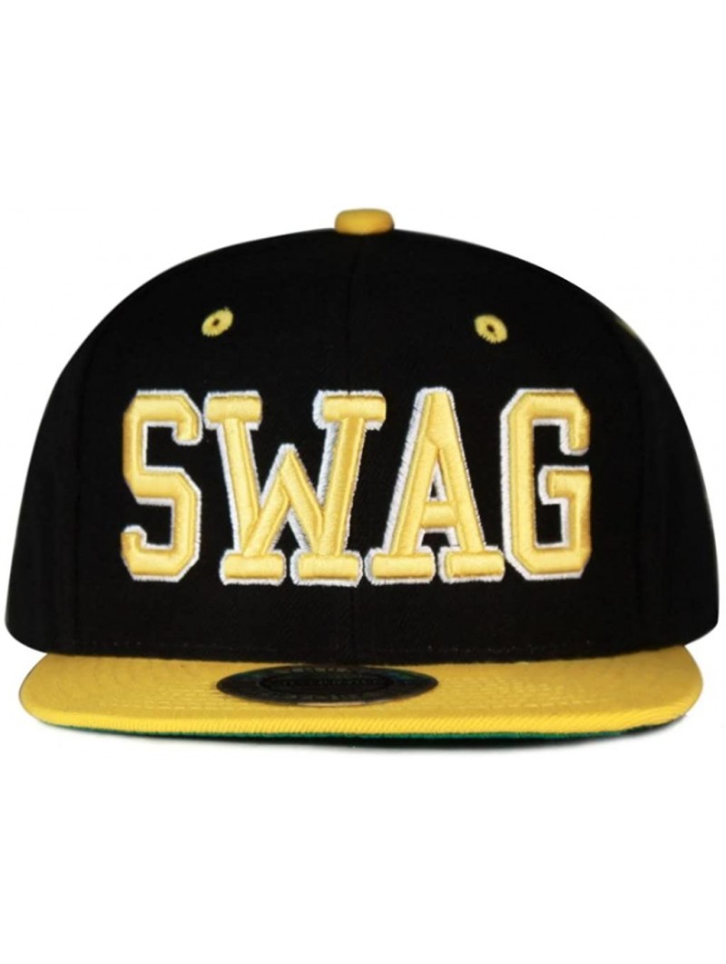 Baseball Caps Swag Snapback Caps - Black/Yellow - CY11I5FZ12B $16.75