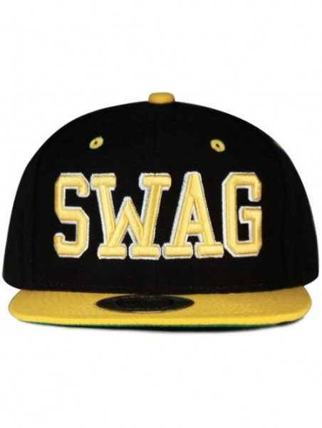 Baseball Caps Swag Snapback Caps - Black/Yellow - CY11I5FZ12B $16.75