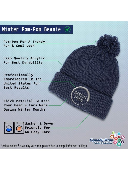 Skullies & Beanies Winter Pom Pom Beanie Men & Women Golden Retriever Mom Embroidery Skull Cap Hat - Navy - CE18A0DAMQ7 $21.68