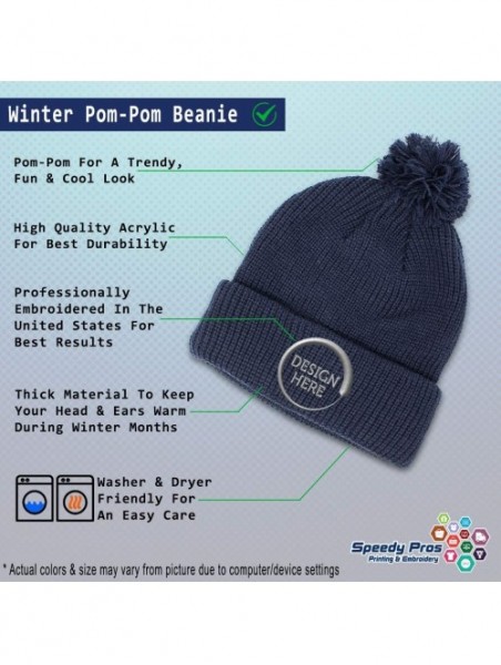 Skullies & Beanies Winter Pom Pom Beanie Men & Women Golden Retriever Mom Embroidery Skull Cap Hat - Navy - CE18A0DAMQ7 $21.68