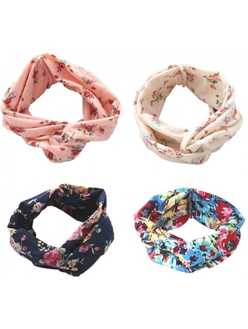 Headbands 4 Pack Cross Headbands Vintage Elastic Head Wrap Stretchy Hairband Twisted Cute Hair Accessories - CV18AGSSQ74 $13.64