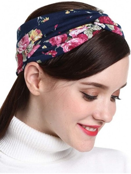 Headbands 4 Pack Cross Headbands Vintage Elastic Head Wrap Stretchy Hairband Twisted Cute Hair Accessories - CV18AGSSQ74 $13.64