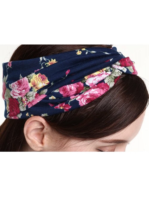 Headbands 4 Pack Cross Headbands Vintage Elastic Head Wrap Stretchy Hairband Twisted Cute Hair Accessories - CV18AGSSQ74 $13.64