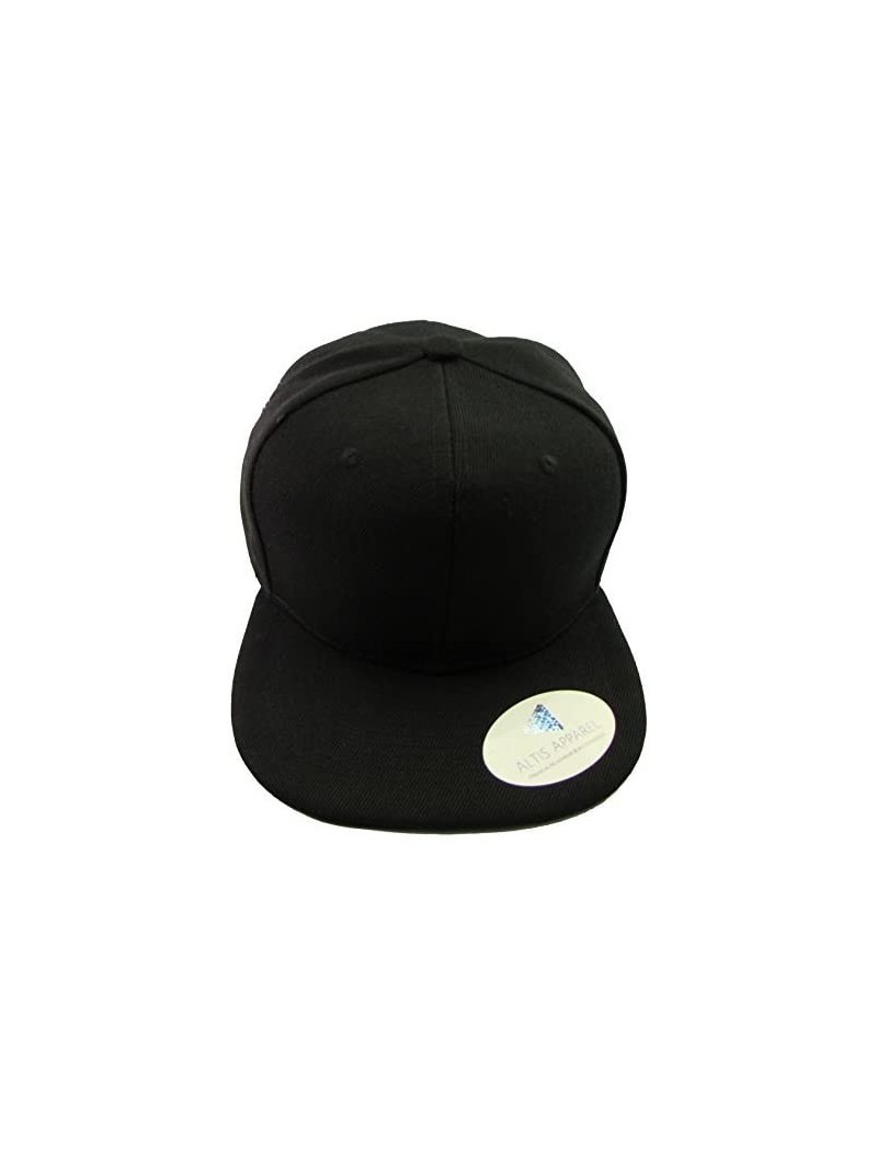 Baseball Caps Premium Plain Solid Flat Bill Snapback Hat - Baseball Cap (Black) - CS11KV7QZ1R $14.64