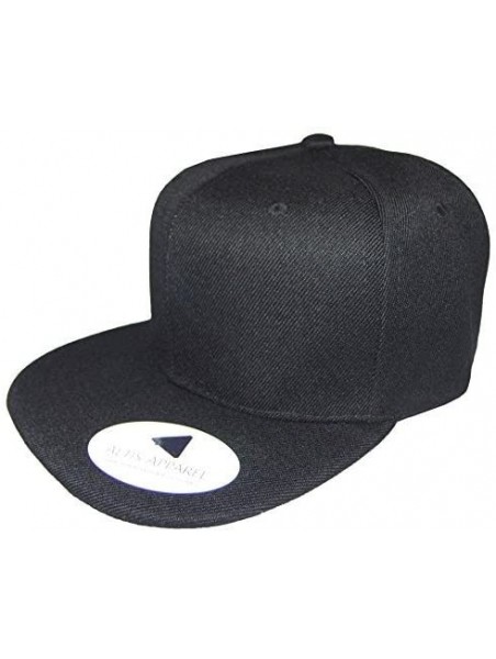 Baseball Caps Premium Plain Solid Flat Bill Snapback Hat - Baseball Cap (Black) - CS11KV7QZ1R $14.64