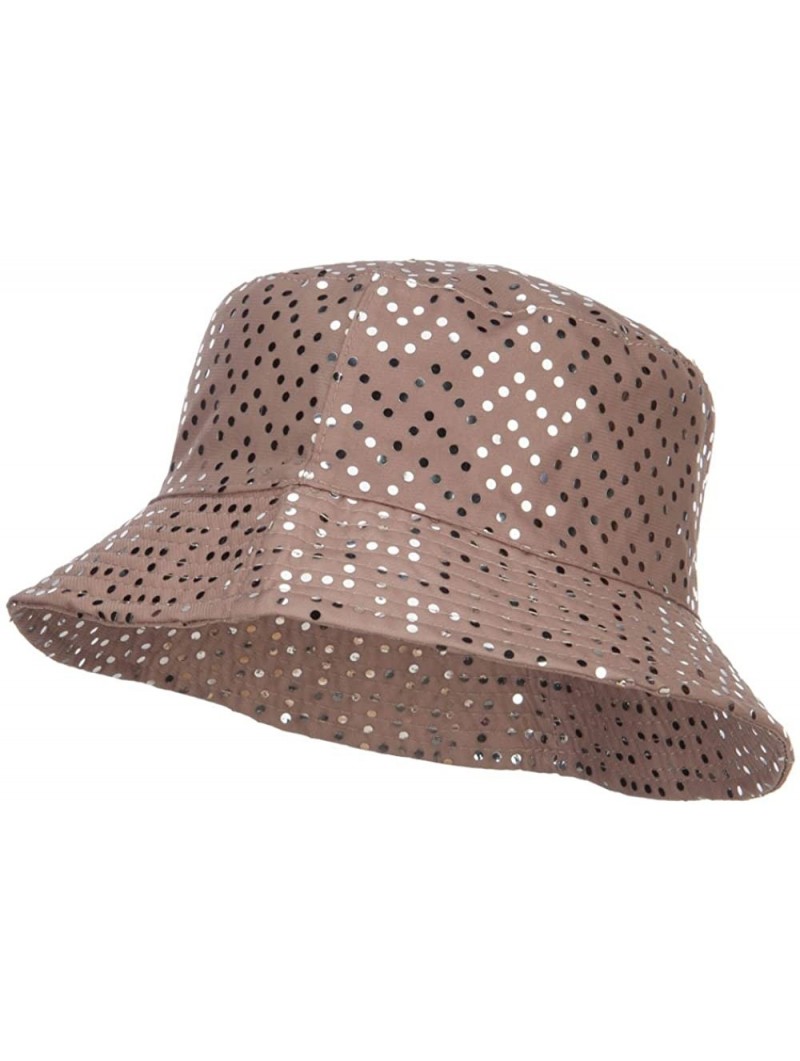 Bucket Hats Ladies Bling Disk Bucket Hat - Beige - CX12ENS0T39 $26.13